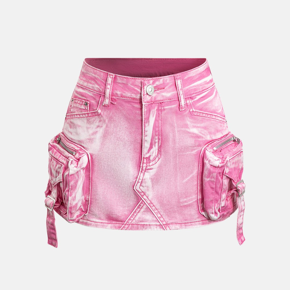 Saia Cargo Jeans Rosa Track