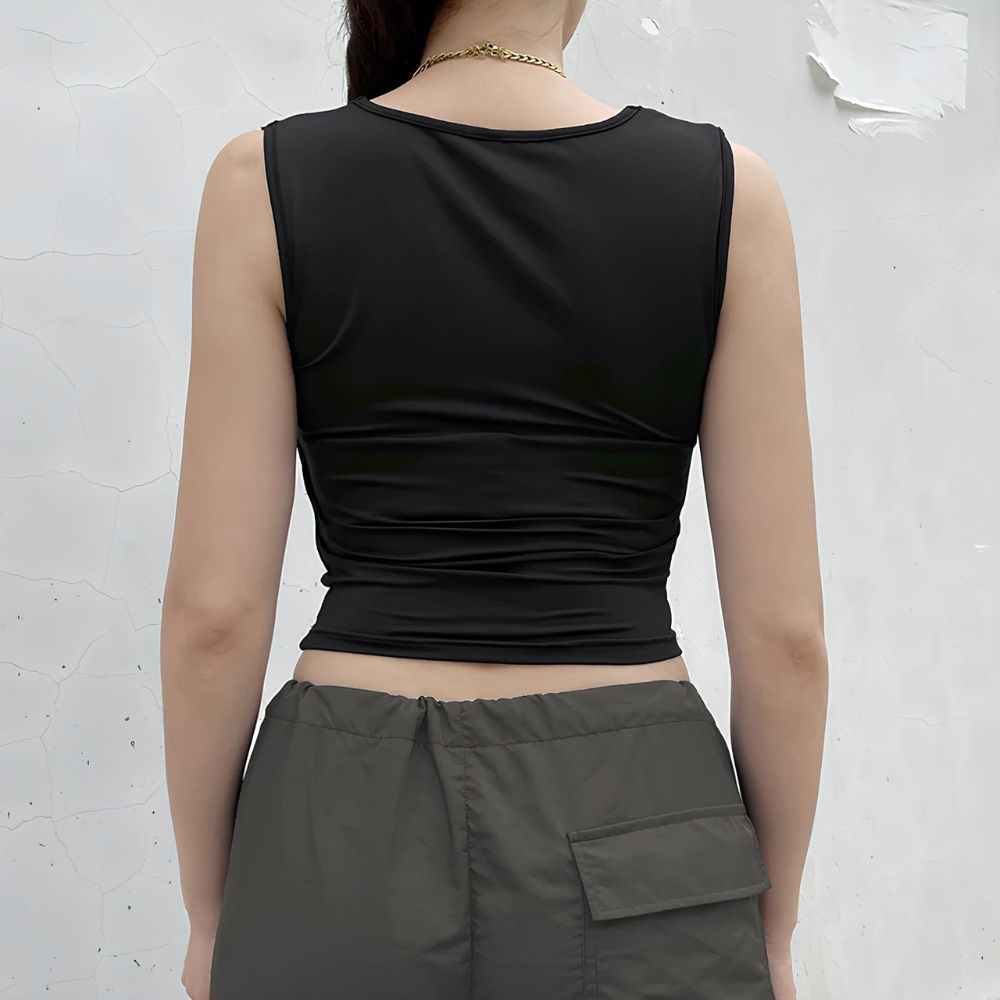 traseira Cropped Alça Grossa Decote Quadrado Blame preto