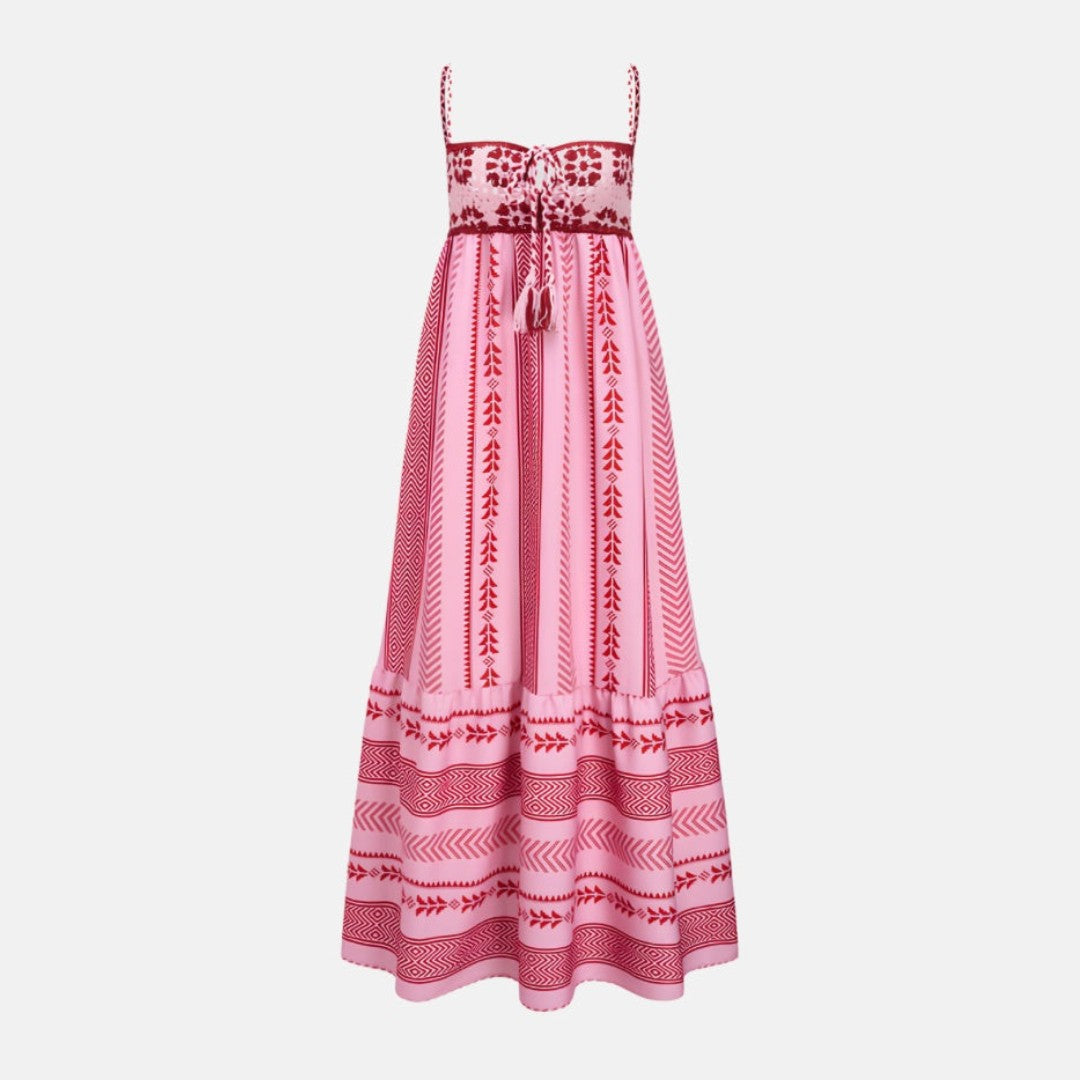 vestido longo rosa glory