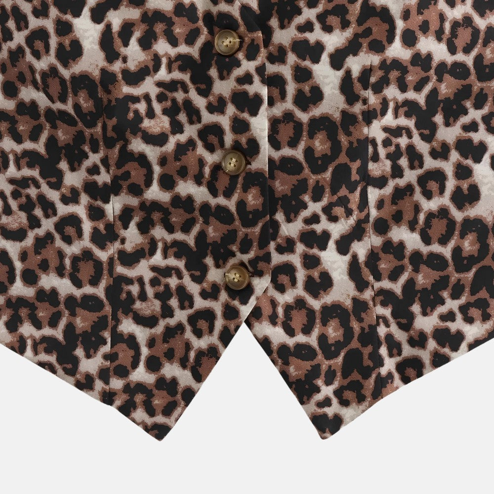 Colete Feminino Decote V Animal Print Leopard