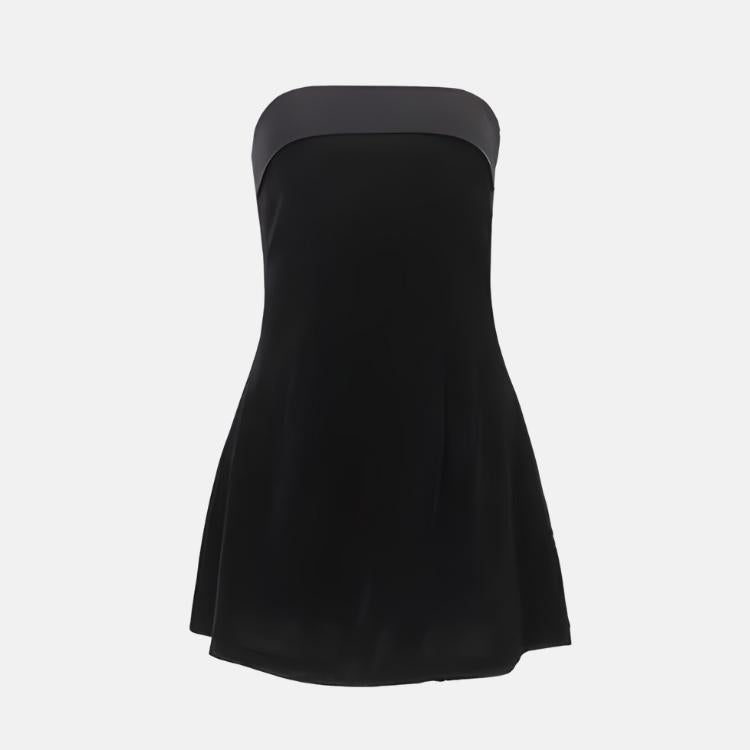 Vestido Feminino Curto Tomara Que Caia de Veludo Preto